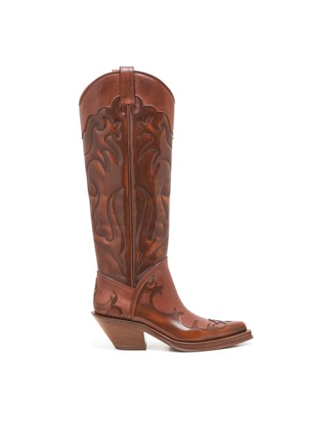Capitana Cowboy Boot in Cognac Leather