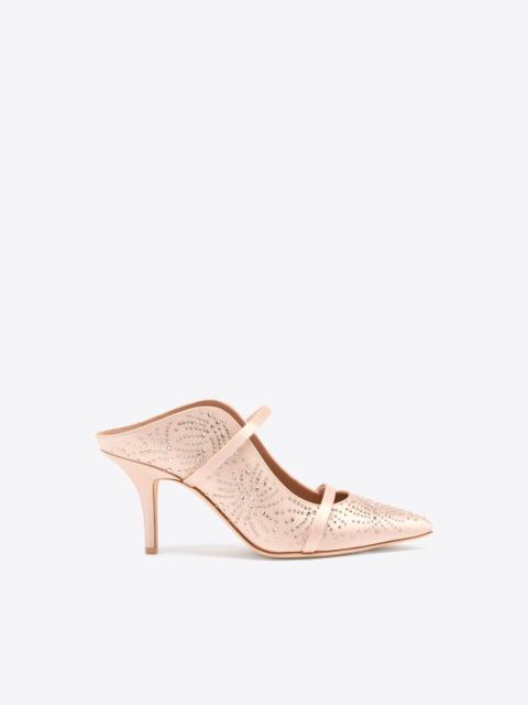 Maureen 70 Pink Crystal-Embellished Satin Mules