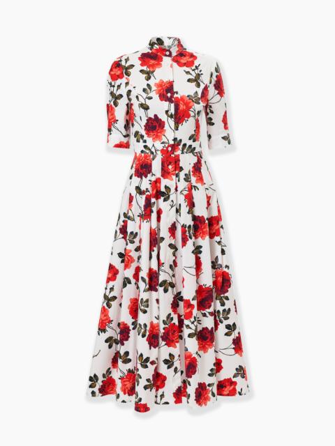 Rose-Print Midi Shirt Dress