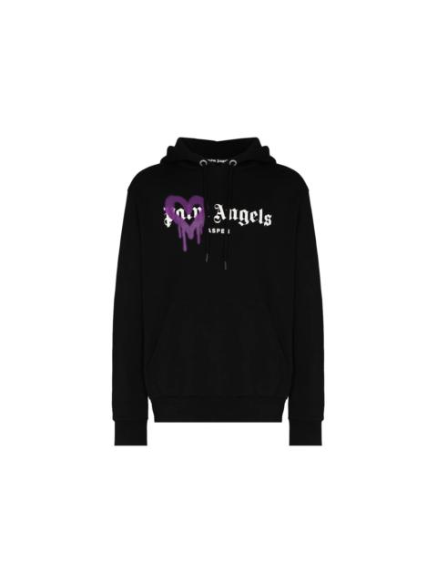 Palm Angels Aspen Heart Sprayed Logo Hoodie Black/White/Purple