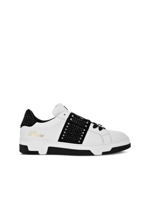 stud-embellished leather sneakers