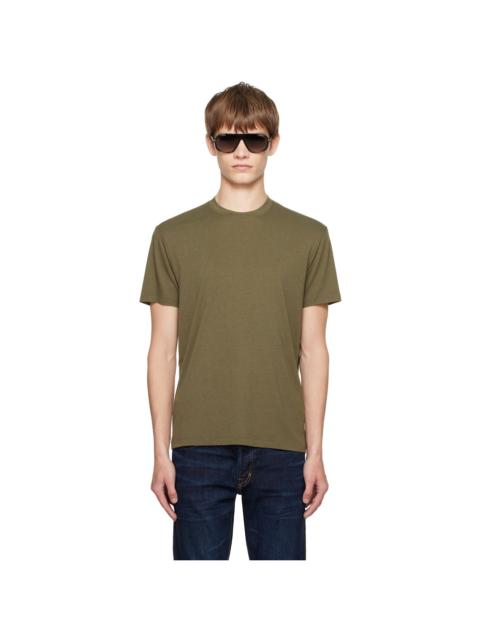 Khaki Lyocell Cotton Crewneck T-shirt
