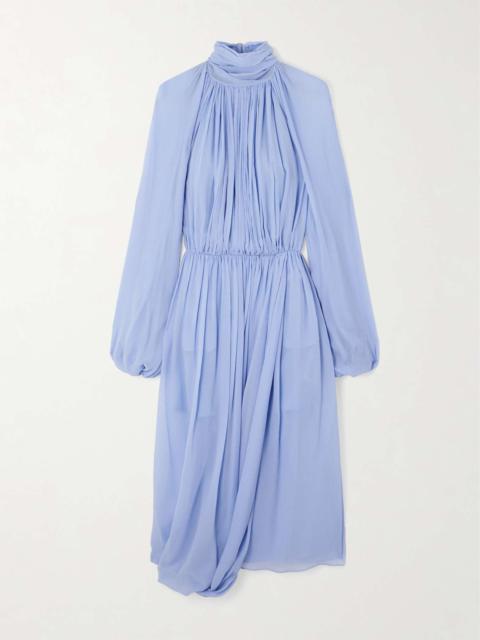Open-back silk-crepon midi dress Blue