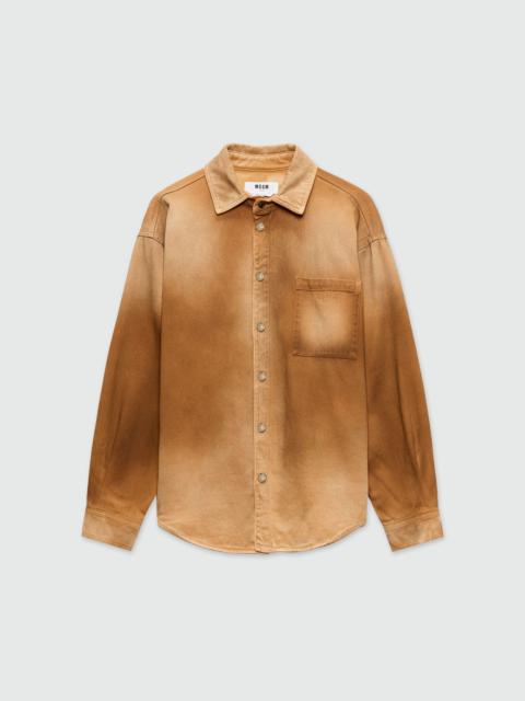 Beige spray-effect denim shirt
