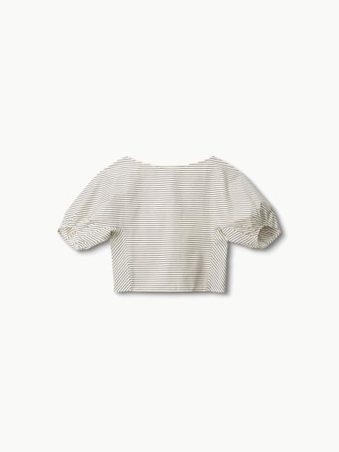 STAUD DIDI TOP IVORY DARK OAK MICRO STRIPE