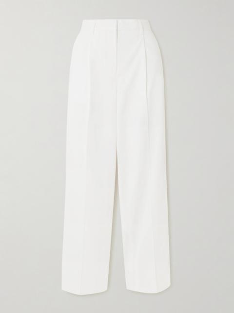 Pleated Cotton Wide-leg Pants