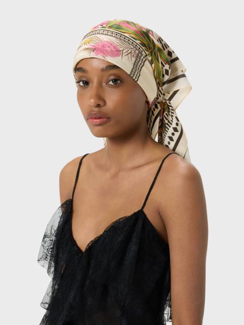 VISCOSE TWILL FOULARD WITH LOGO PRINT