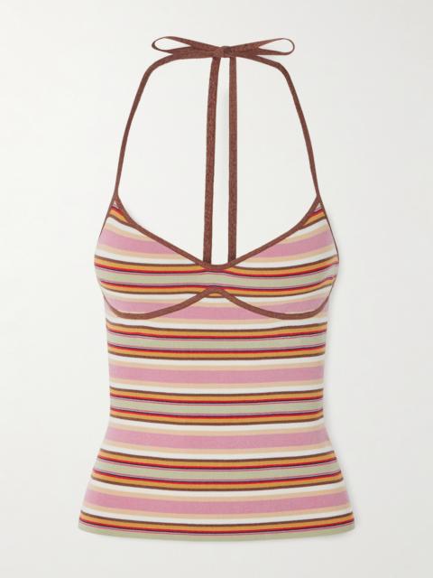 Citara Striped Knitted Halterneck Tank