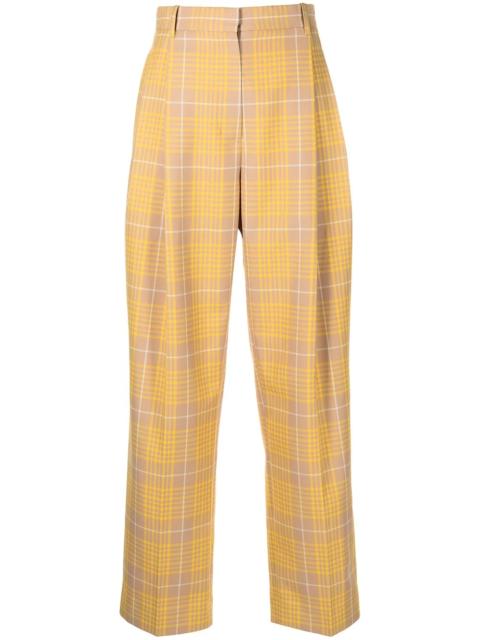 plaid jacquard straight leg trousers