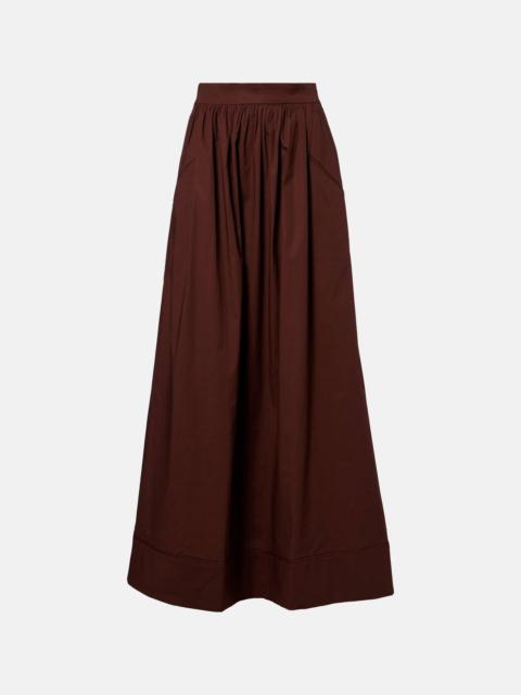 Pleated cotton maxi skirt