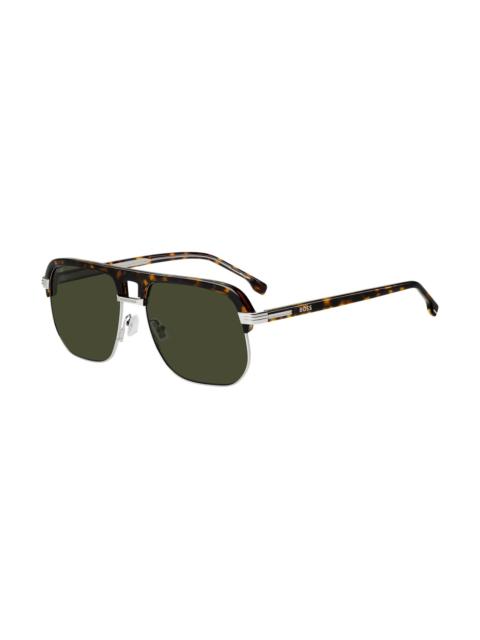 HAVANA-ACETATE SUNGLASSES WITH SPOILER-EFFECT DOUBLE BRIDGE