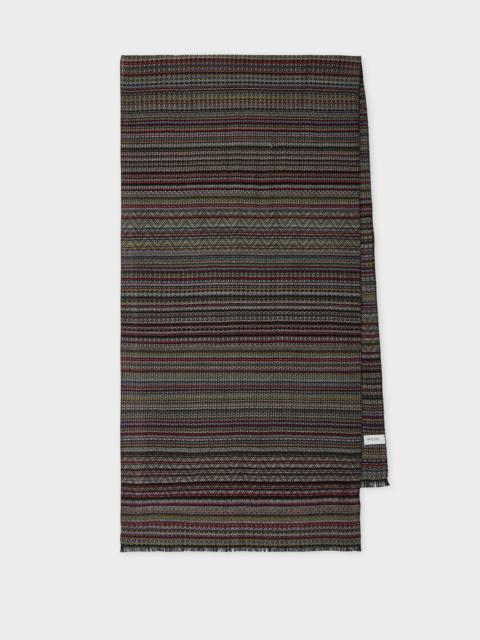'Signature Stripe' Geo Wool-Silk Scarf