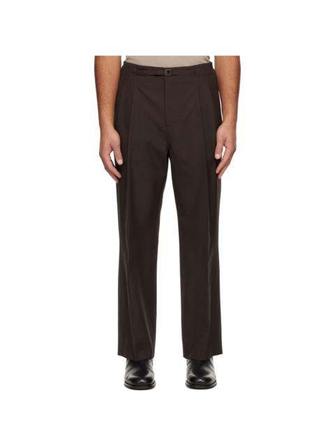 Brown Pleat Belted Trousers