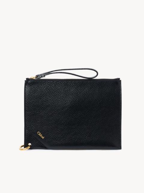 CHLOÉ SPIN ZIPPED POUCH IN GRAINED LEATHER