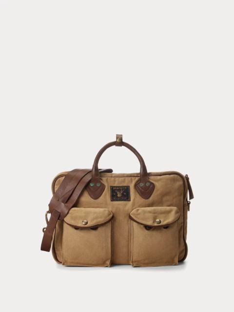 Leather-Trim Canvas Briefcase