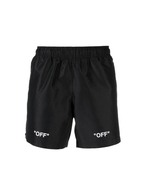 OFF-WHITE Off Logo Print Swim Shorts Black