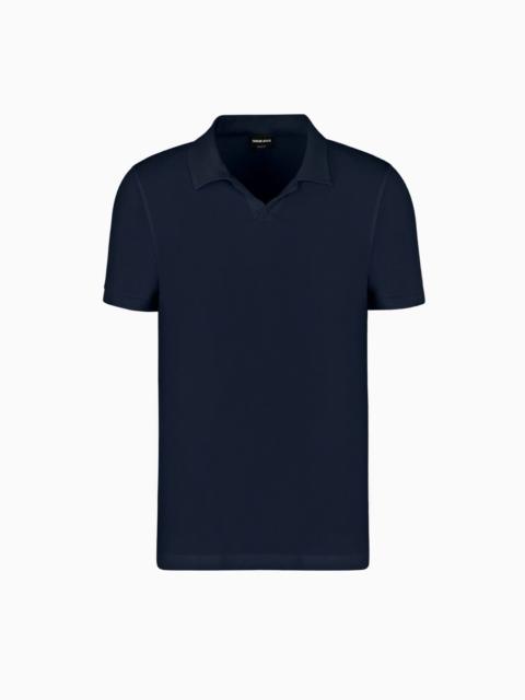 Stretch viscose jersey short-sleeved polo shirt