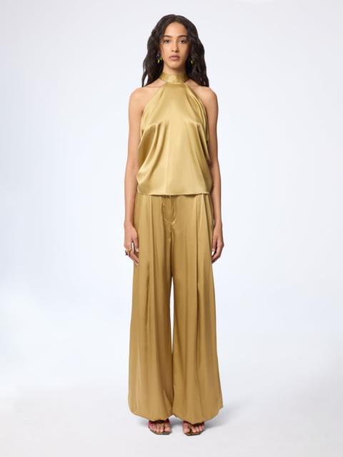 Gold Halterneck Silk Satin Top