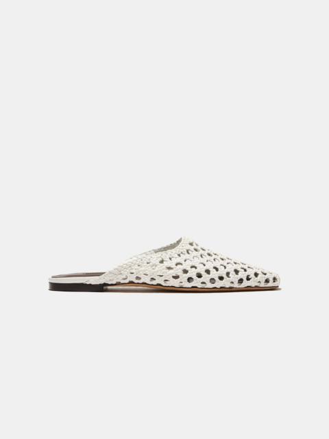 FLAT MULE IN OPTIC WHITE WOVEN NAPPA