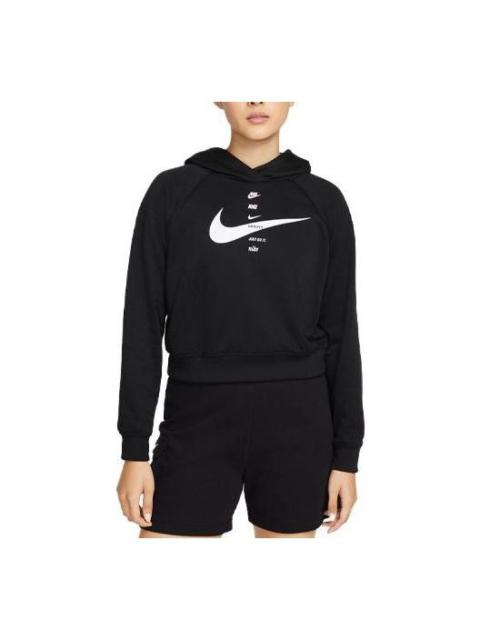 (WMNS) Nike Sportswear Full Logo Hoodie 'Black' DJ1124-010