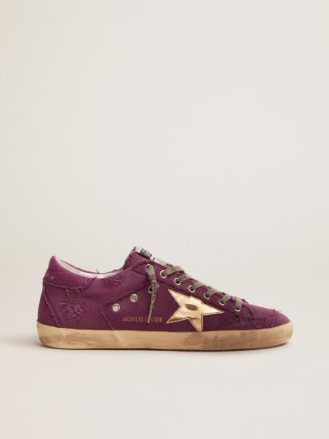 Men’s Super-Star LAB sneakers in purple distressed canvas with gold star