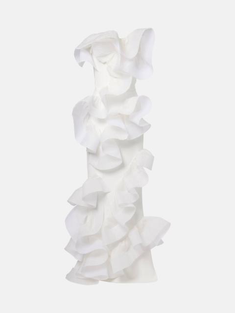 Indulgence organza-trimmed ruffled gown