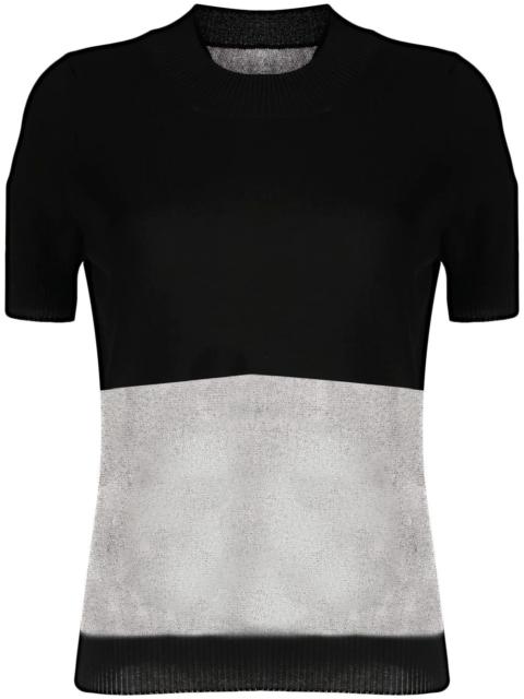 panelled short-sleeved knitted top