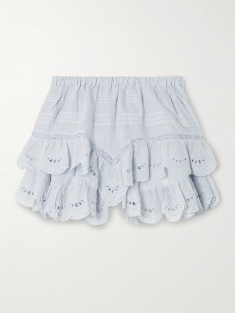 Jocadia Lace And Broderie Anglaise-trimmed Organic Cotton-voile Shorts