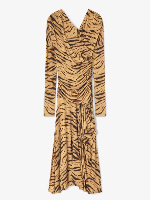 TIGER PRINT RUCHED DRESS