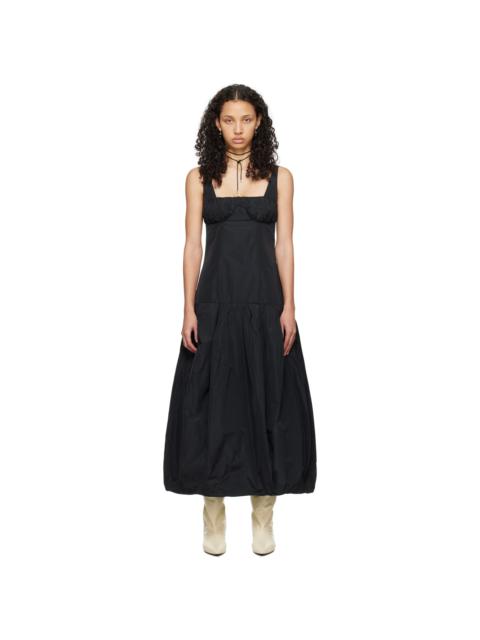 Black Ruched Midi Dress