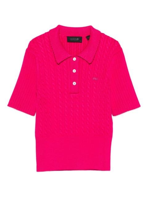 cable-knit polo top