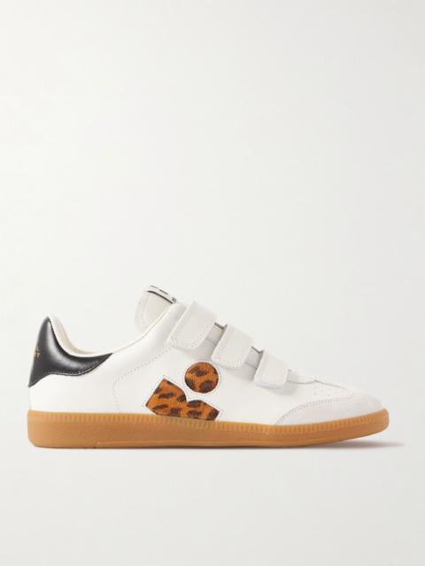 Beth suede-trimmed leather sneakers Ecru