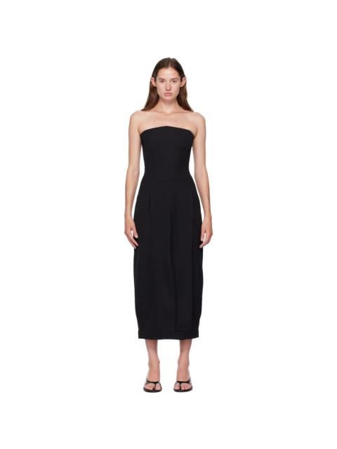 Black Upside-Down Tailored Pantadress Maxi Dress
