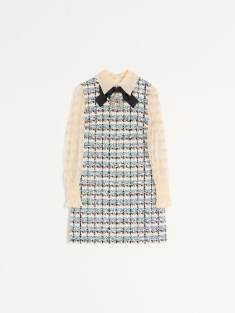TWEED PAILLETTES EMBROIDERED SHORT DRESS