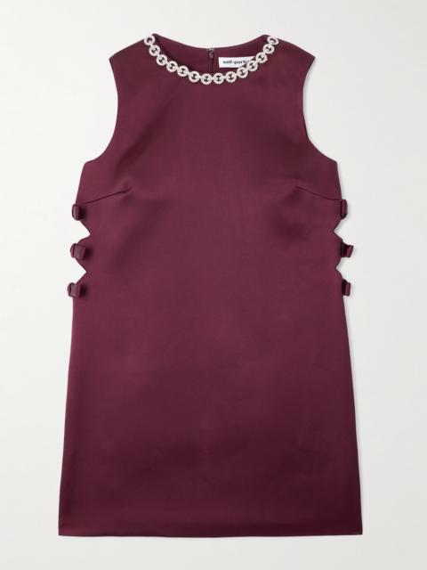 Cutout Embellished Satin Mini Dress