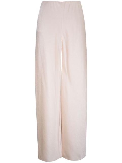 high-waisted satin trousers
