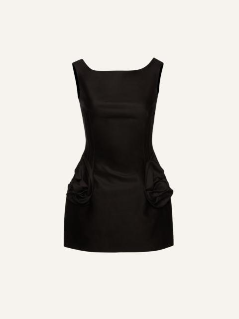 Rose hip cotton mini dress in black