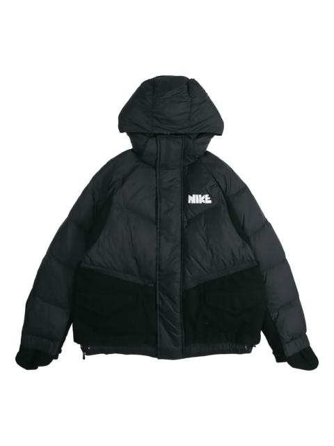 Nike x sacai Loose Splicing hooded Down Jacket 'Black' CT3269-010