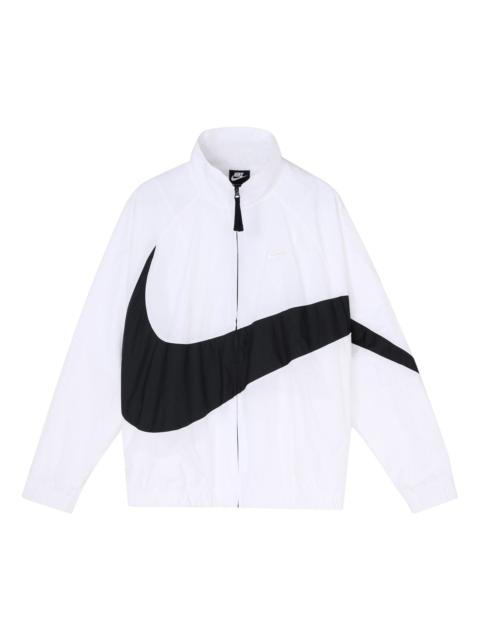 Nike Swoosh Large LOGO Woven Windproof Stand Collar Casual Sports Jacket Asia Edition White AR3133-1