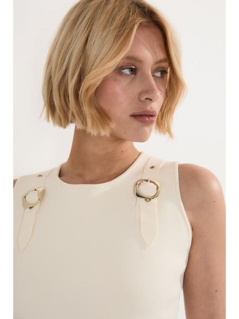 Buckle Trim Knitted Top