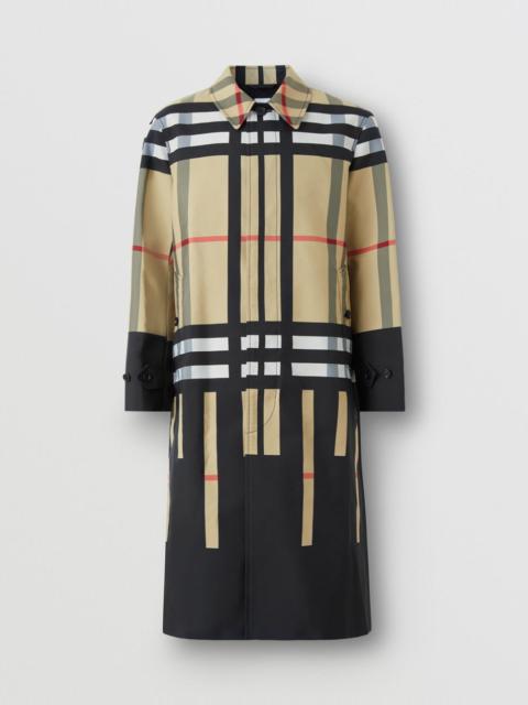 Sliced Check Nylon Car Coat