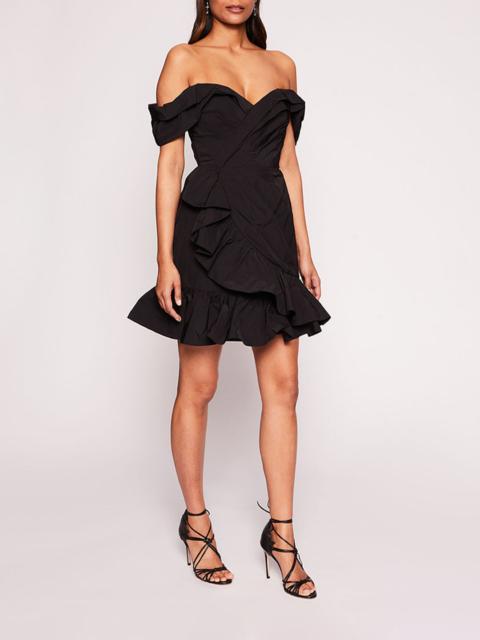 DRAPED TAFFETA MINI DRESS