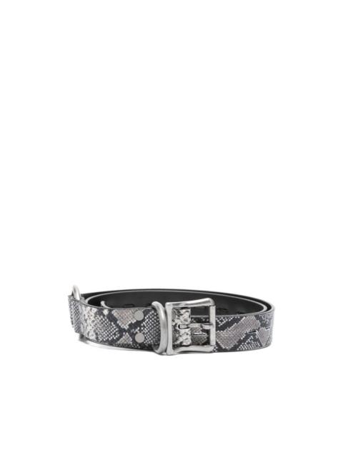 snakeskin-print buckle belt
