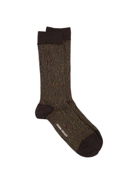 HANDSOME HANDS SOCKS HOMME - BROWN BLACK HANDSOME GRID