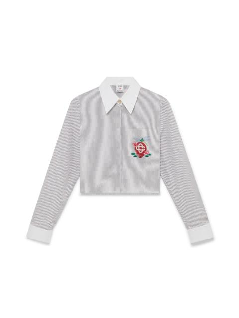 Cotton Pinstripe Embroidered Cropped Shirt | Casablanca Paris