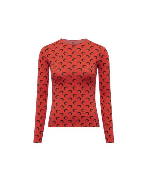 Moon Printed Jersey Second Skin Crewneck Top