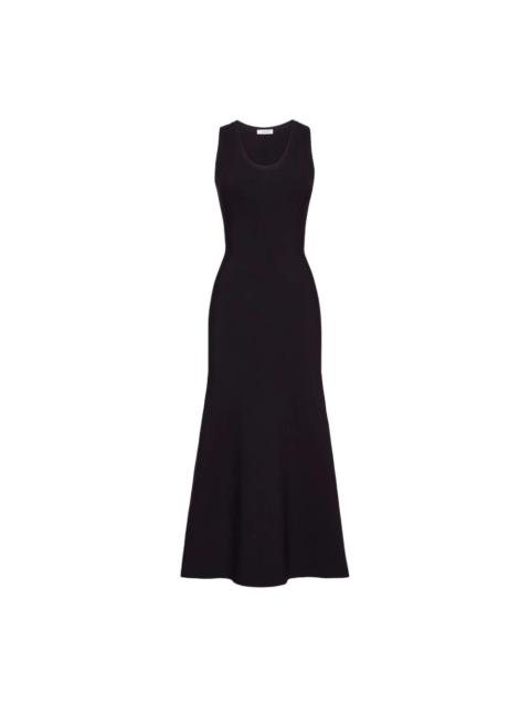 BLACK SLEEVELESS FLARED MIDI DRESS