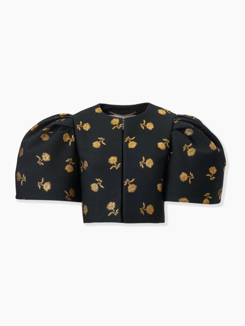 Carnation Jacquard Bell-Sleeve Cropped Jacket