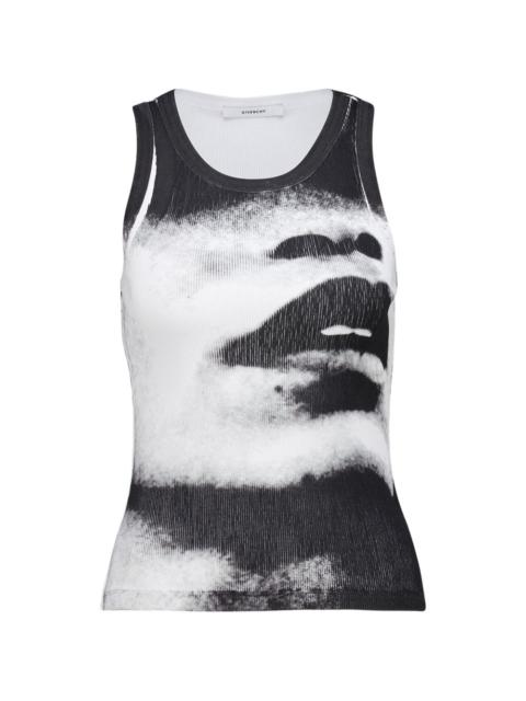 artistic-print fitted tank top
