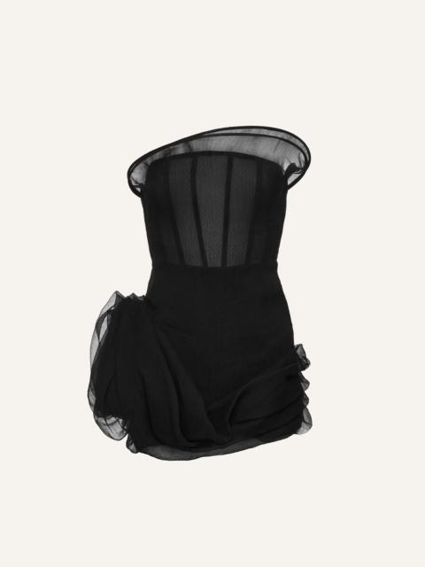 Tulle corset mini dress in black
